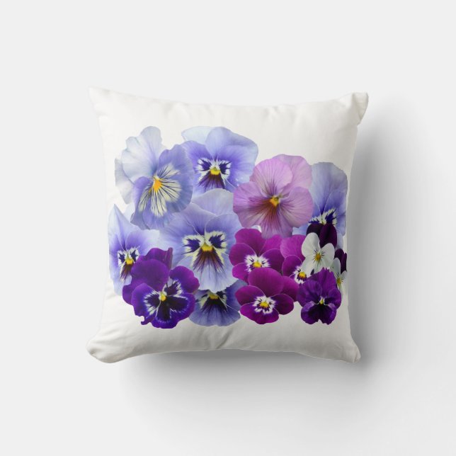 Cojín Decorativo El pensamiento azul florece pensamientos florales (Anverso)