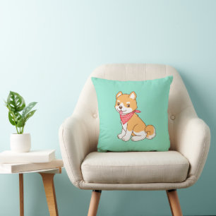 Cojín Decorativo El perro chiba chiba inu en verde