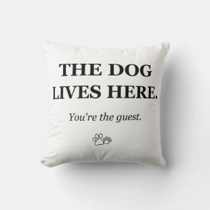 Cojín Decorativo El Perro Vive Aquí Eres el Invitado Perro Divertid