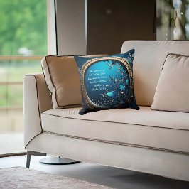 Cojín Decorativo El Personalizable del marco azul y de Dios brillan