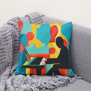 Cojín Decorativo El pianista - Pintura de aceite original