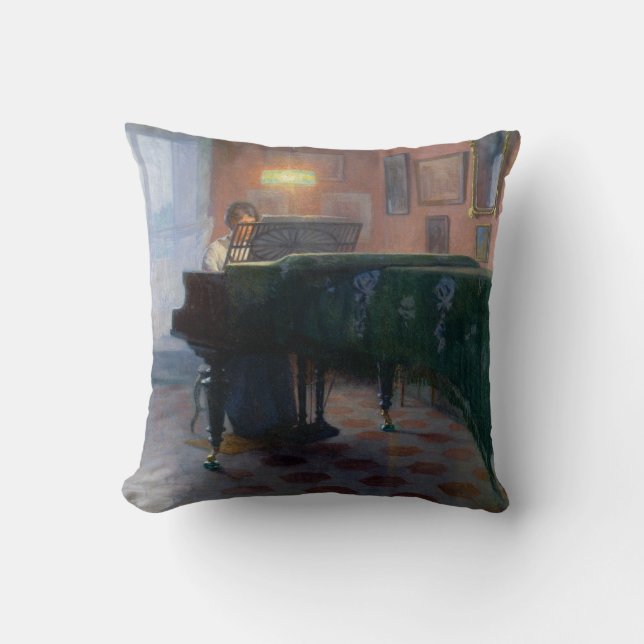 Cojín Decorativo El Piano Player (Pianista) (Música Femenina) (Anverso)