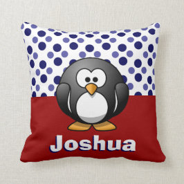 Cojín Decorativo El pingüino lindo RW&B con los lunares, añade