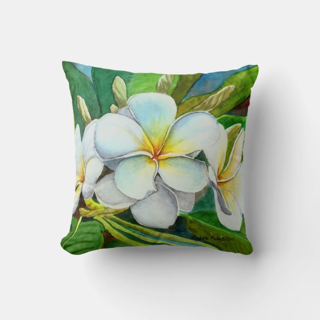 Cojín Decorativo El Plumeria preferido de Mikala (Anverso)