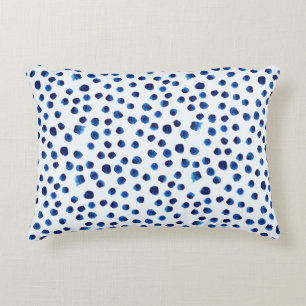 Cojín Decorativo El polka azul acuarela marca un patrón ininterrump