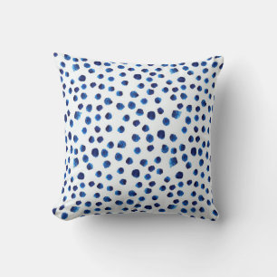 Cojín Decorativo El polka azul acuarela marca un patrón ininterrump