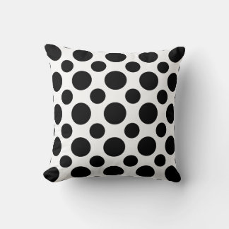 Cojín Decorativo El polka hace blanco negro diseño de arte moderno