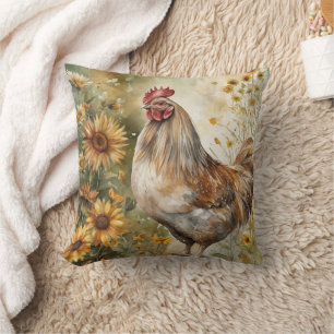 Cojín Decorativo El pollo y los girasoles acuáticos