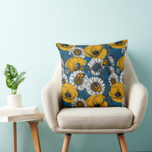 Cojín Decorativo El prado en amarillo y azul