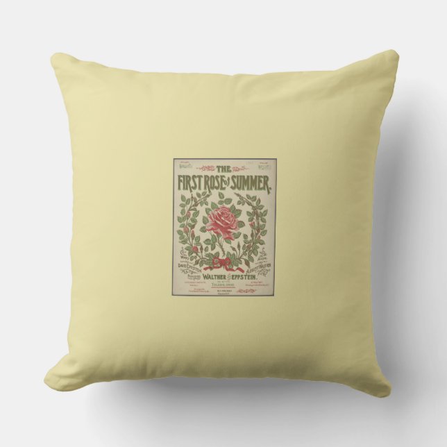Cojín Decorativo El primer Rosa de verano - amarillo (Anverso)