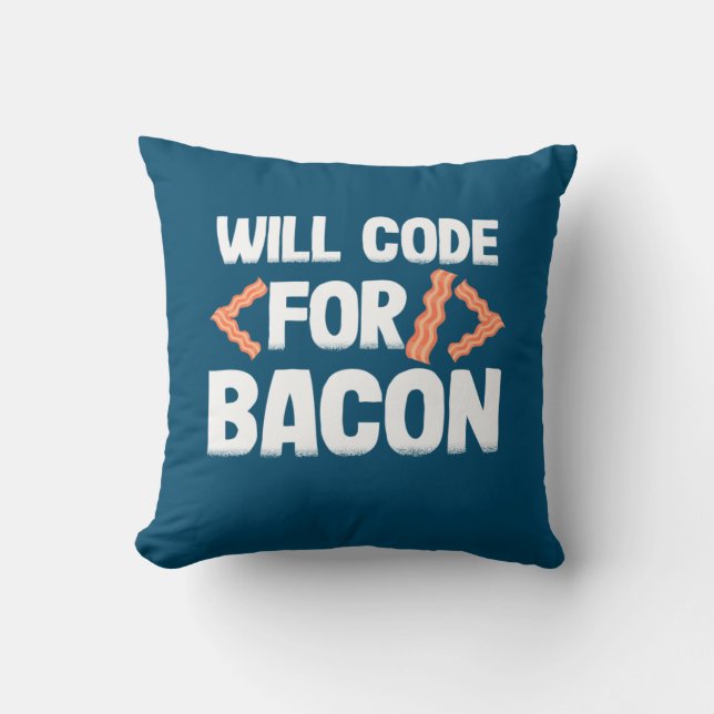 Cojín Decorativo El Programador Codificará El Bacon (Anverso)