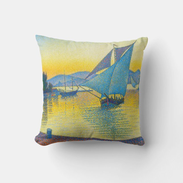 Cojín Decorativo El puerto al atardecer, la señal (Anverso)