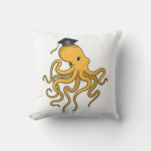 Cojín Decorativo El pulpo como estudiante con diploma