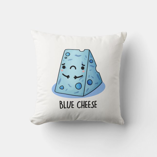Cojín Decorativo El queso azul es gracioso, Sad Pun (Anverso)