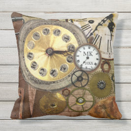 Cojín Decorativo El reloj retro de Steampunk del vintage adapta el