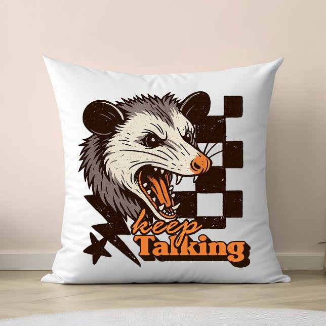 Cojín Decorativo El retro sigue hablando de Feral Possum: Animal sa (This keep talking feral possum design brings bold edgy humor to your day!
)