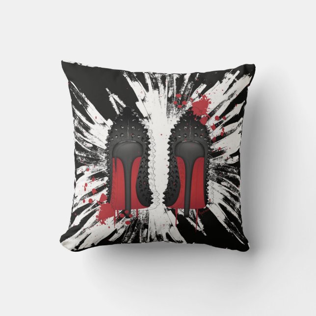 Cojín Decorativo El rojo basa salpicones y goteos de los talones de (Anverso)