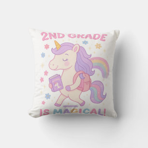 Cojín Decorativo El segundo grado es mágico Unicornio de vuelta a l