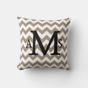 Cojín Decorativo El Shabby Rústico Chic Faux Burlap Cevrons Blancos