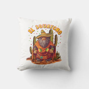 Cojín Decorativo El Squatcho Bigfoot con Maraca, Sombrero y Ponc