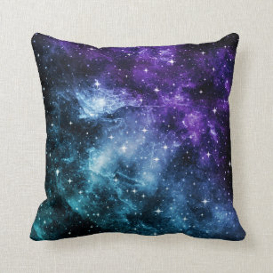 Cojín Decorativo El sueño de la galaxia Verde azulada púrpura #1