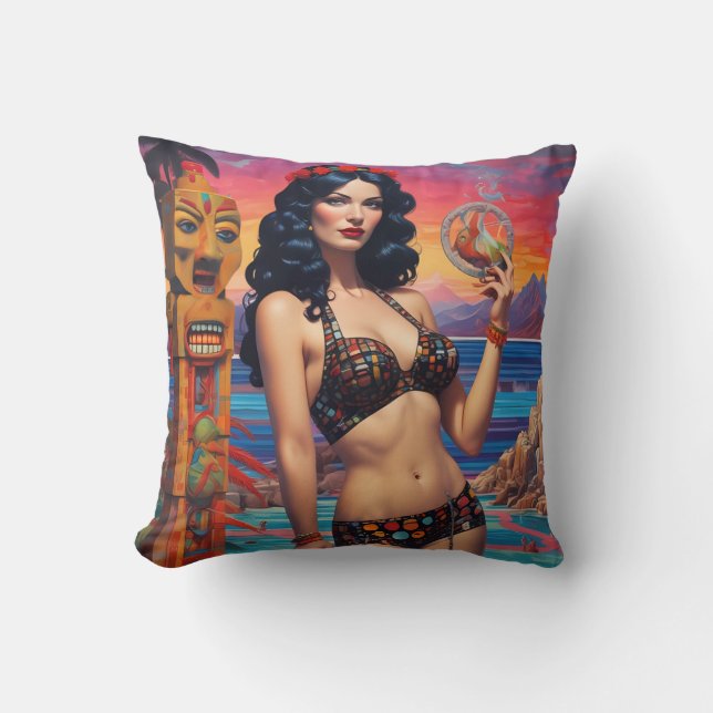 Cojín Decorativo El sueño diurno del Sueño Tiki - Ken Gage Art (Anverso)