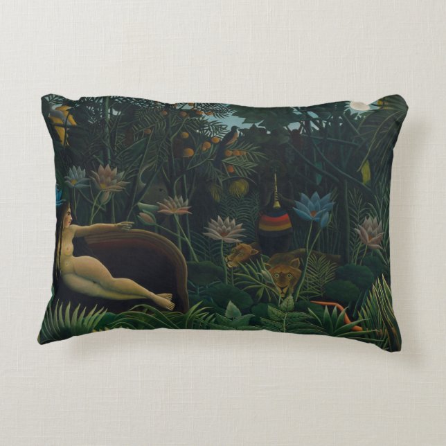 Cojín Decorativo El Sueño (Le Reve Exotique) por Henri Rousseau (Reverso)