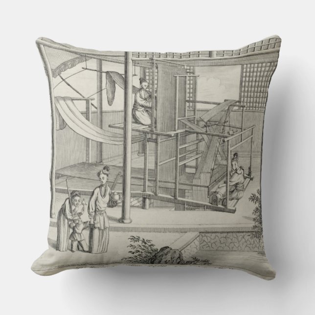 Cojín Decorativo "El tejer de las sedas de Flower'd", dos mujeres (Anverso)