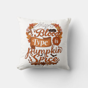 Cojín Decorativo El tipo de sangre es gato negro de Halloween Pumpk