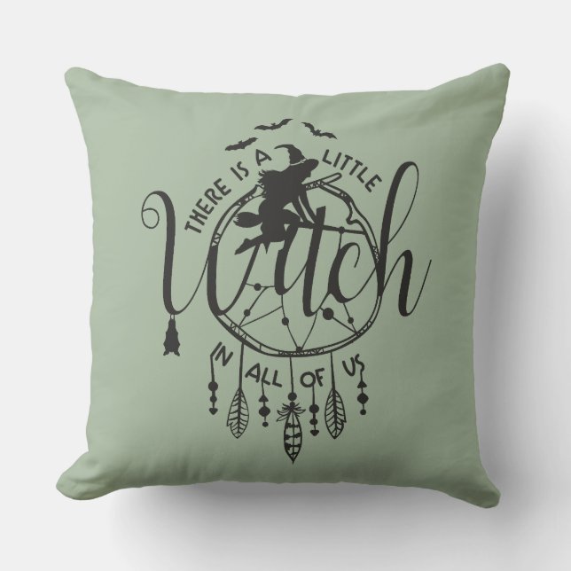 Cojín Decorativo El Tote de las vibraciones boho - Pequeña Bruja en (Anverso)