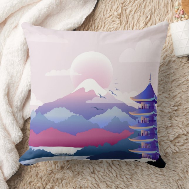 Cojín Decorativo El Tranquilo Paisaje Del Templo Al Amanecer (Manta)