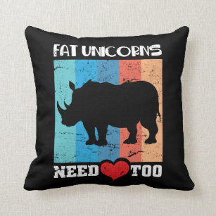Cojín Decorativo El unicornio gordo necesita amor, rinoceronte muy 