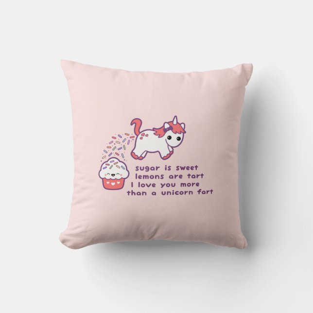 Cojín Decorativo El unicornio lindo Fart (Anverso)