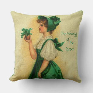 Cojín Decorativo "El uso del verde" tarjeta vintage, 1907