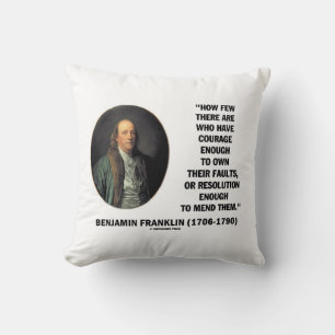 Cojín Decorativo El valor posee su cita de Franklin de la