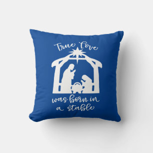 Cojín Decorativo El Verdadero Amor Nació En Una Natividad Estable