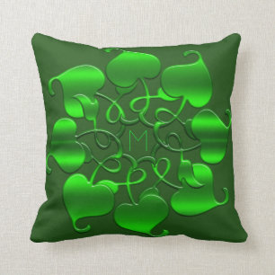 Cojín Decorativo el verde abstracto deja mandala.monogram.