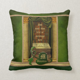 Cojín Decorativo El verde clásico hermoso de los libros viejos de