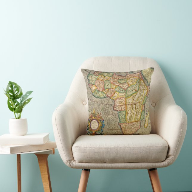 Cojín Decorativo El viejo mundo antiguo Gerardus Mapa de Mercadores (Silla)