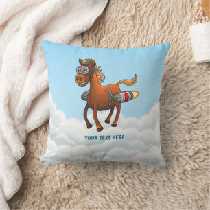 Cojín Decorativo El vuelo del pony con cohetes