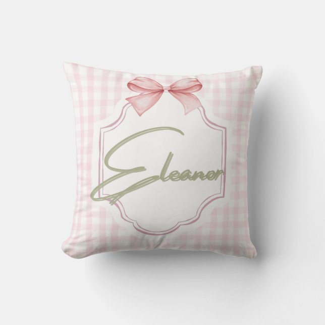 Cojín Decorativo Eleanor Baby Nursery Gingham Personalizado (Anverso)