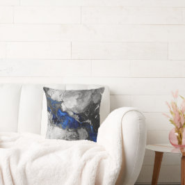 Cojín Decorativo Electric Blue, Black and Grey Marble print