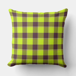Cojín Decorativo Electric Lime and Livid Brown Plaid