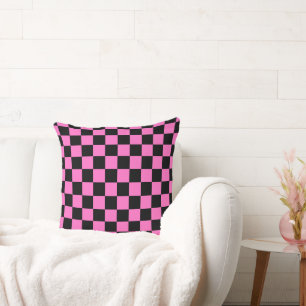 Cojín Decorativo Electric Pink Cuadros Negros de los 80