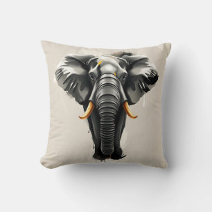 Cojín Decorativo Elefante abstracto con colmillos de oro en tónica 