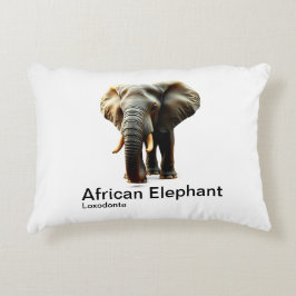 Cojín Decorativo Elefante africano de fondo blanco