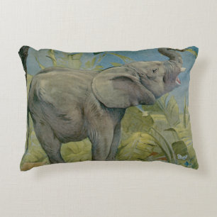 Cojín Decorativo Elefante africano vintage en la selva, EJ Detmold