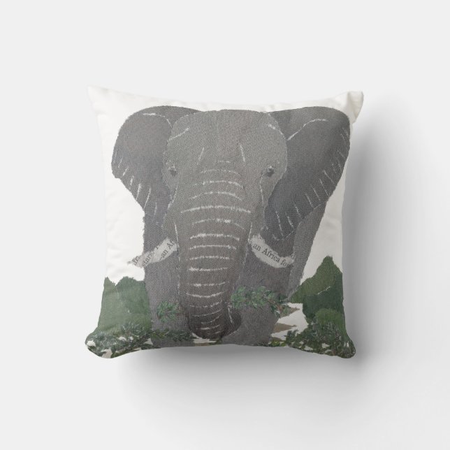 Cojín Decorativo Elefante, animal africano (Anverso)