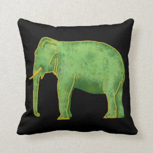 Cojín Decorativo Elefante antiguo del oro y del jade