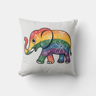 Cojín Decorativo Elefante arcoiris